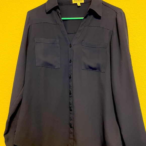 Express navy blue button down - Picture 1 of 3